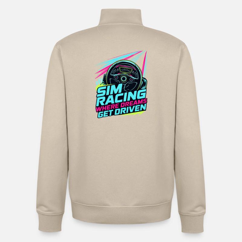 Sim Racing Where Dreams Are Driven - Unisex Organic Zip Sweatshirt by Stanley/Stella - desert dust