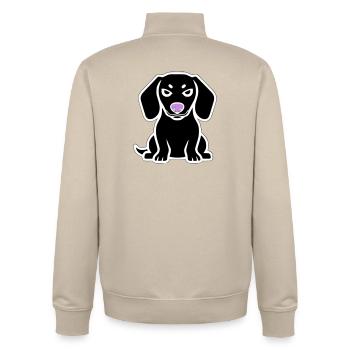 Dachshund Dog Puppy Cartoon - Unisex Organic Zip Sweatshirt by Stanley/Stella - desert dust - Back - AI Model Male 185 dark (185cm)