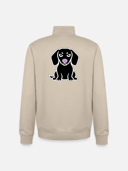 Dessin animé chiot teckel - Sweat zippé unisexe en coton bio Stanley/Stella - beige crème