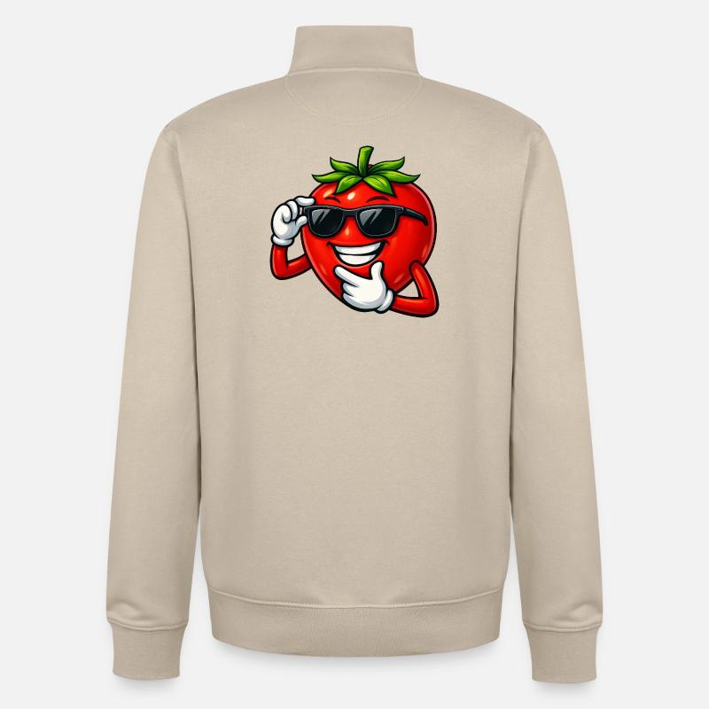 Coole Cartoon Tomate Comic Gemüse Spaß - Unisex Organic Zip Sweatshirt von Stanley/Stella - Cremebeige