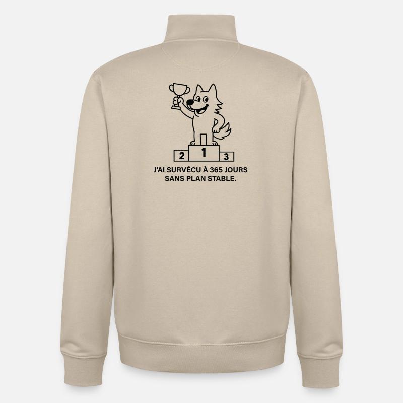 Loup vainqueur sans plan stable - Sweat zippé unisexe en coton bio Stanley/Stella - beige crème