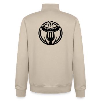 Icône de la Bratwurst à la saucisse - Sweat zippé unisexe en coton bio Stanley/Stella - beige crème - Dos - AI Model Male 185 dark (185cm)
