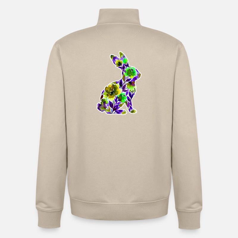 Fleurs en forme de lapin - Sweat zippé unisexe en coton bio Stanley/Stella - beige crème