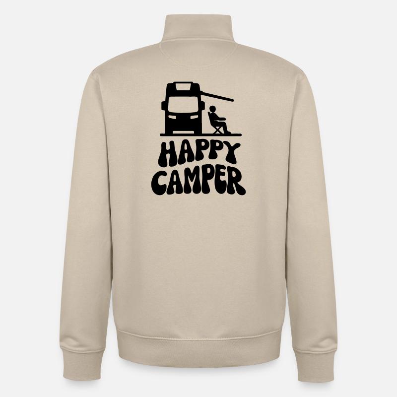 Camper Happy - Unisex Organic Zip Sweatshirt von Stanley/Stella - Cremebeige