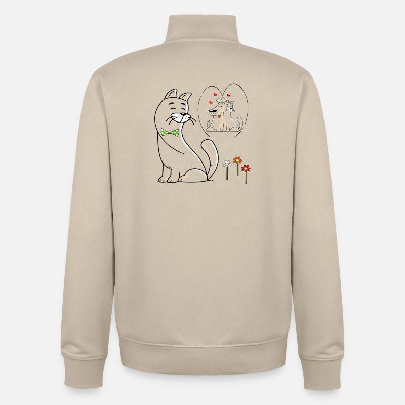 verliebte Katze - Unisex Organic Zip Sweatshirt von Stanley/Stella - Cremebeige