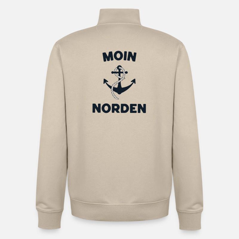 Moin Norden – Maritimes Anker-Design - Unisex Organic Zip Sweatshirt von Stanley/Stella - Cremebeige