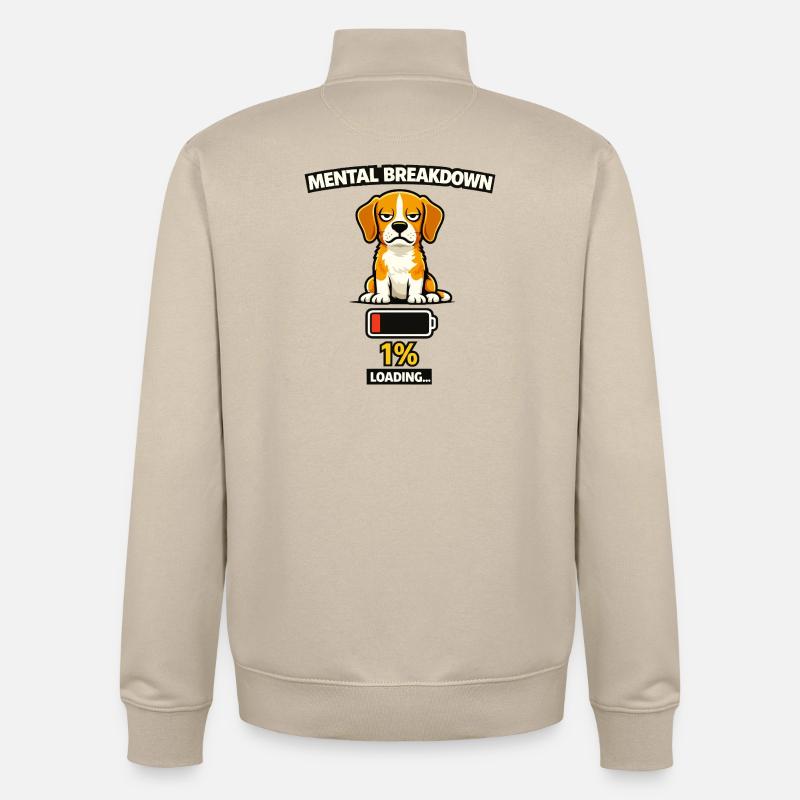 Mental Breakdown Beagle Loading - Unisex Organic Zip Sweatshirt by Stanley/Stella - desert dust