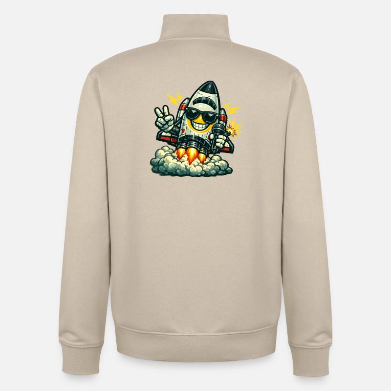 Space Rocket Duck mit Mikrofon - Unisex Organic Zip Sweatshirt von Stanley/Stella - Cremebeige