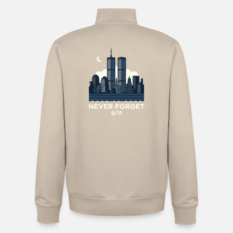 Never Forget 9/11 Skyline Night - Unisex Organic Zip Sweatshirt by Stanley/Stella - desert dust