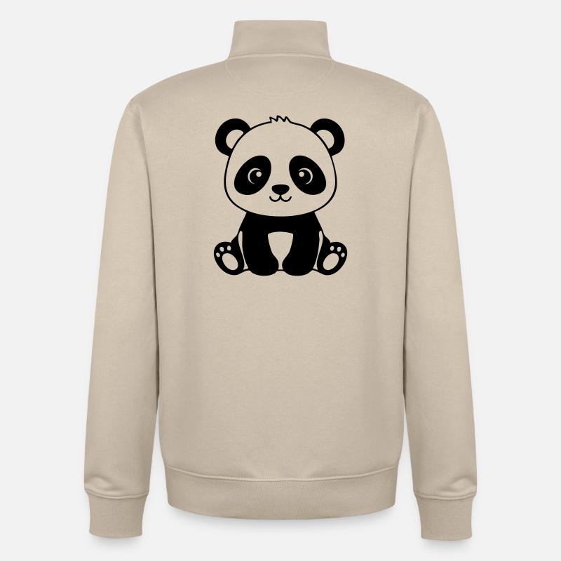 Bébé Panda mignon – Noir & Blanc - Sweat zippé unisexe en coton bio Stanley/Stella - beige crème