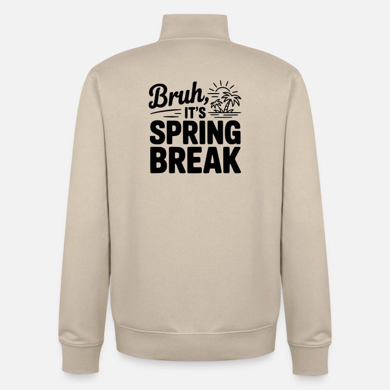 Mec, c’est les vacances de printemps - Sweat zippé unisexe en coton bio Stanley/Stella - beige crème