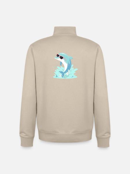 Delfin-Sommer-Pinkbrille - Unisex Organic Zip Sweatshirt von Stanley/Stella - Cremebeige