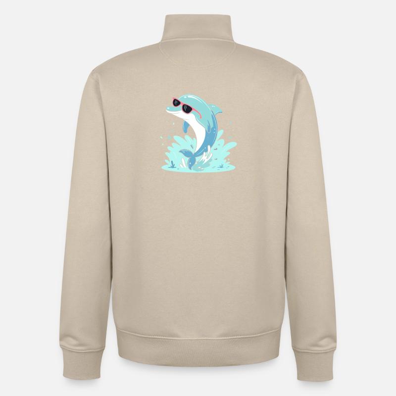 Dolphin Summer Pink Glasses - Unisex Organic Zip Sweatshirt by Stanley/Stella - desert dust