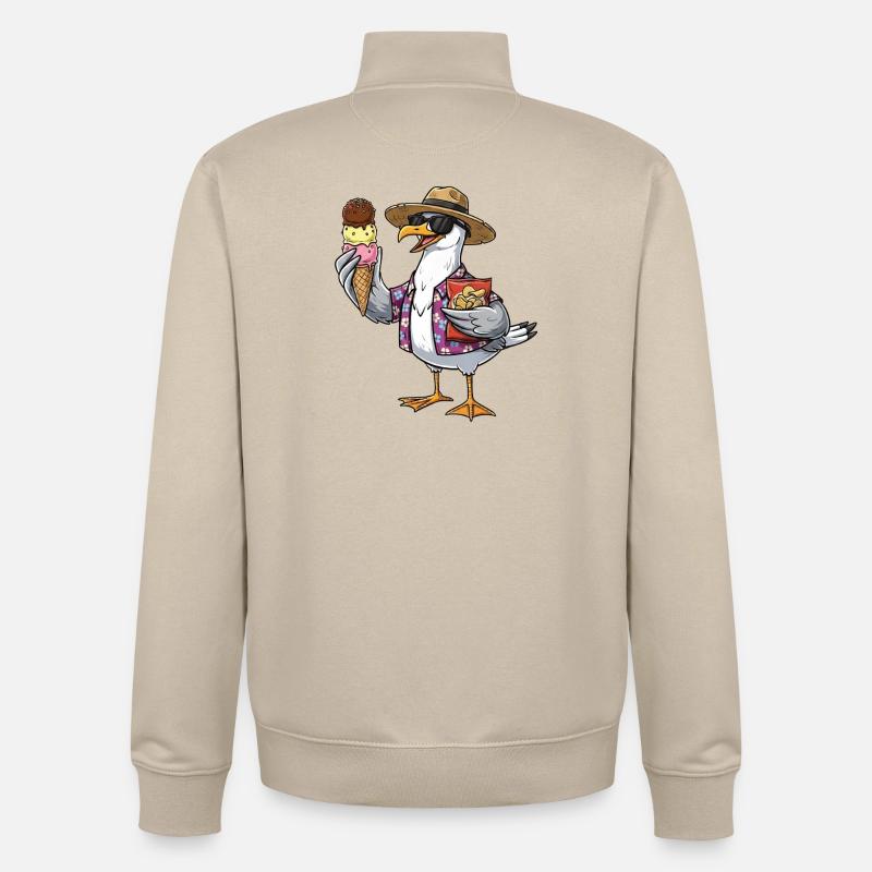 Lustige Strandmöwe Mit Eistüte - Unisex Organic Zip Sweatshirt von Stanley/Stella - Cremebeige