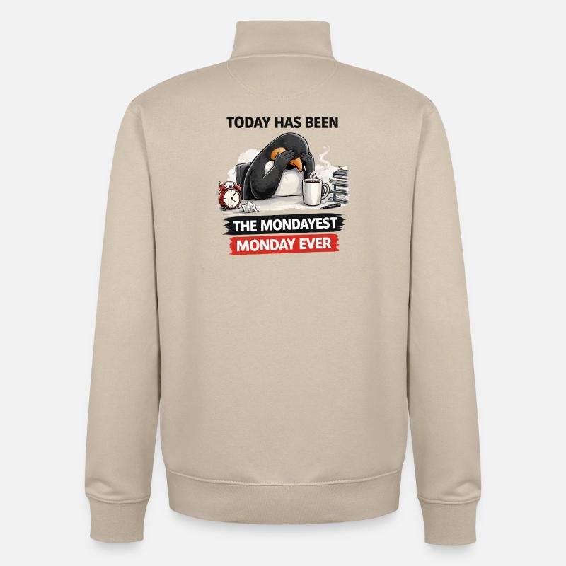 Blues des Penguins du lundi - Sweat zippé unisexe en coton bio Stanley/Stella - beige crème