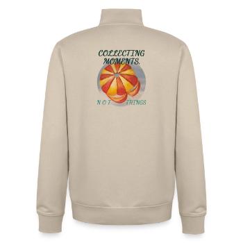 Collecting Moments Not Things - Colorful Parasaili - Unisex Organic Zip Sweatshirt by Stanley/Stella - desert dust - Back - AI Model Male 185 dark (185cm)