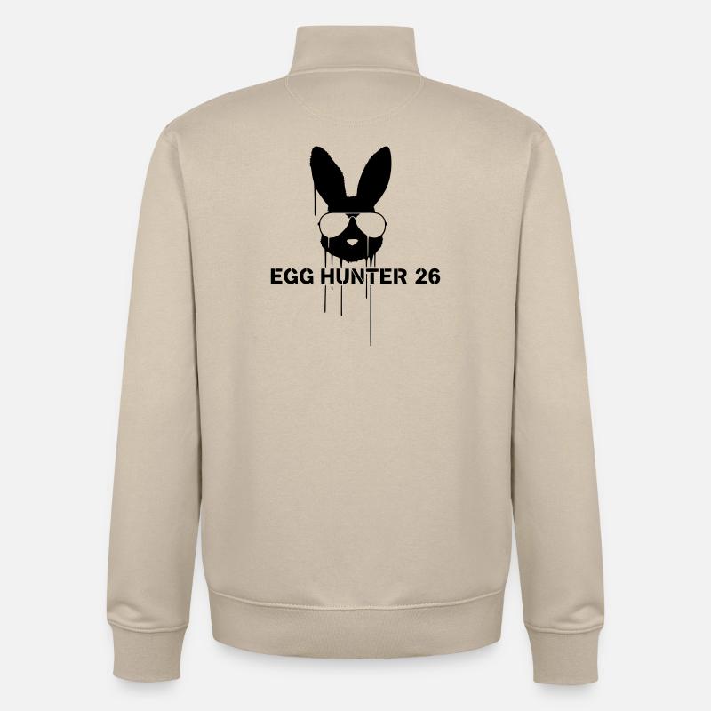 Pâques Cooler Egg Hunter 2026 - Sweat zippé unisexe en coton bio Stanley/Stella - beige crème