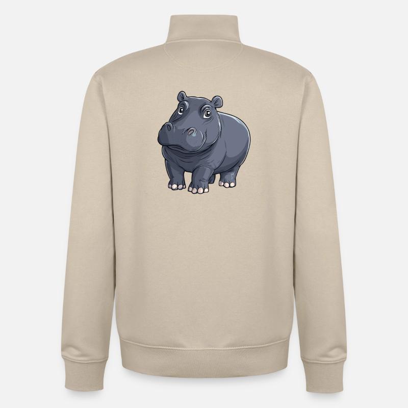 Hippo Nilpferd Illustration - Unisex Organic Zip Sweatshirt von Stanley/Stella - Cremebeige