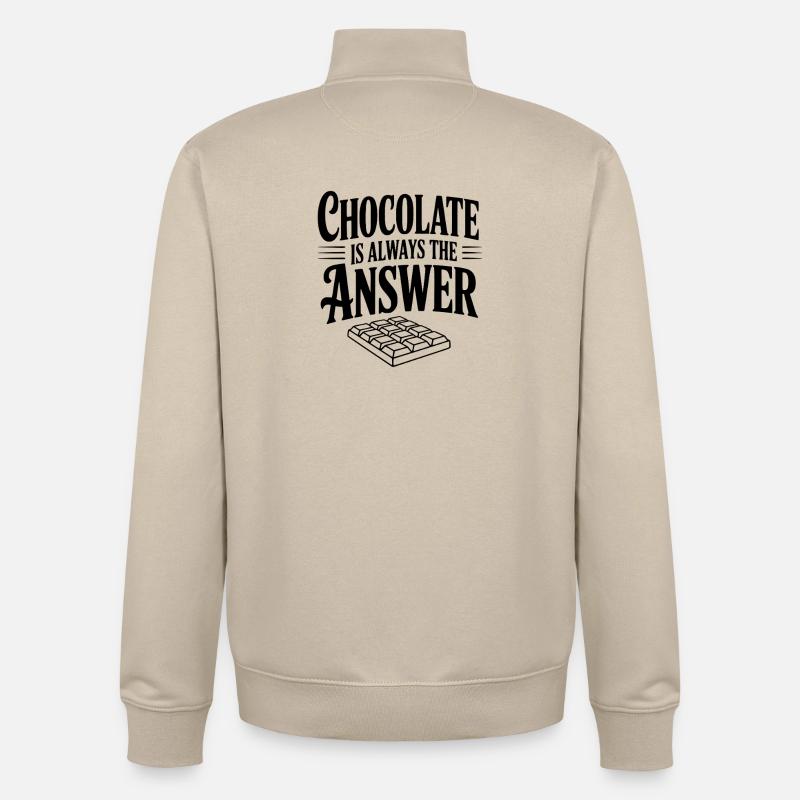 Le chocolat est toujours la solution - Sweat zippé unisexe en coton bio Stanley/Stella - beige crème