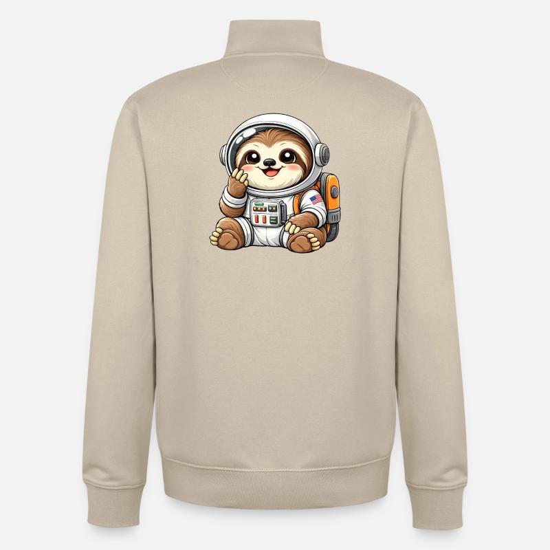 Univers spatial de l’astronaute paresseux mignon - Sweat zippé unisexe en coton bio Stanley/Stella - beige crème