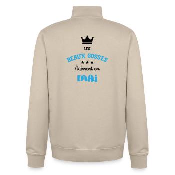 Cadeau naissance bébé garçon Mai Beaux Gosses BG - Sweat zippé unisexe en coton bio Stanley/Stella - beige crème - Dos - AI Model Male 185 dark (185cm)
