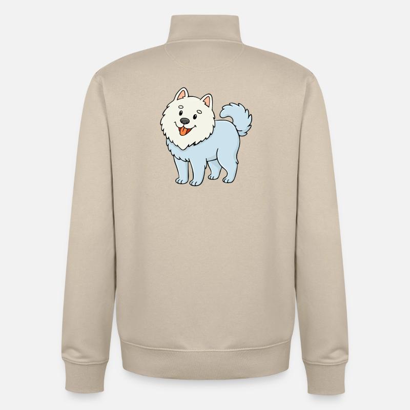 Wuschelhund (Weiß/ Comic) - Unisex Organic Zip Sweatshirt von Stanley/Stella - Cremebeige