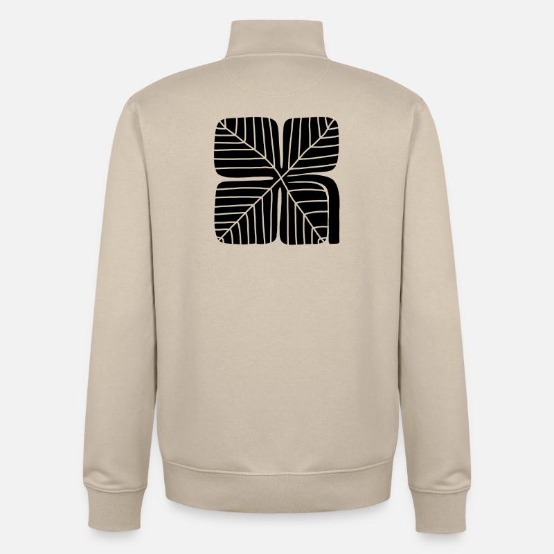 Conception audacieuse de trèfle porte-bonheur en linogravure - Sweat zippé unisexe en coton bio Stanley/Stella - beige crème