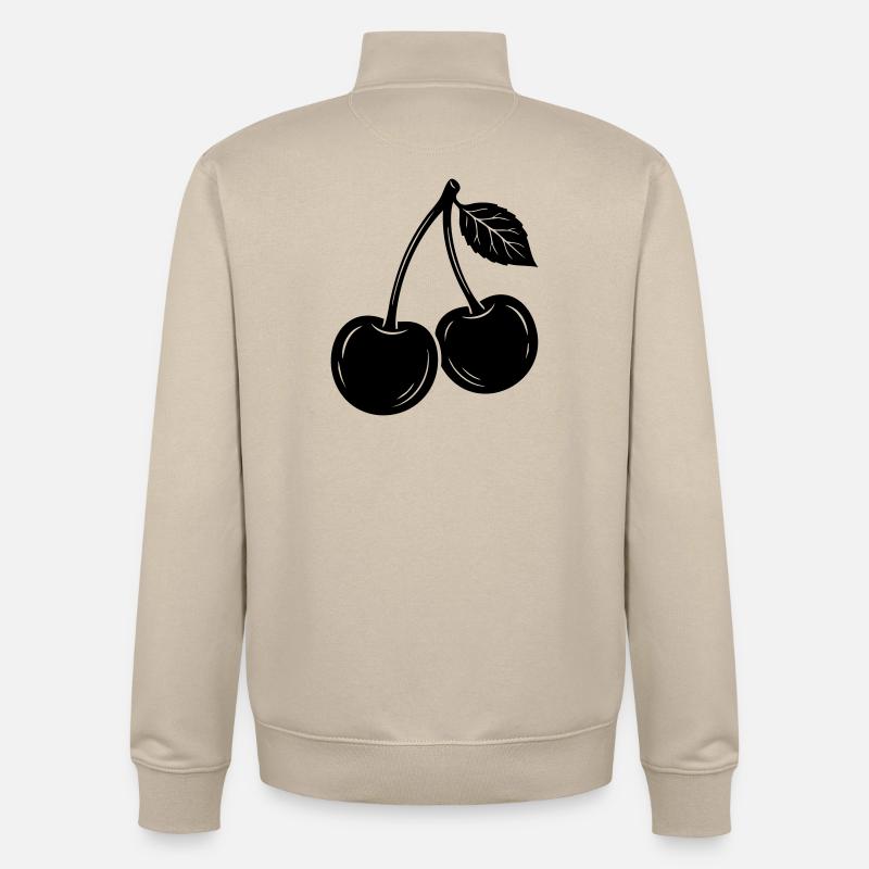 Cherry Pair Silhouette - Sweat zippé unisexe en coton bio Stanley/Stella - beige crème