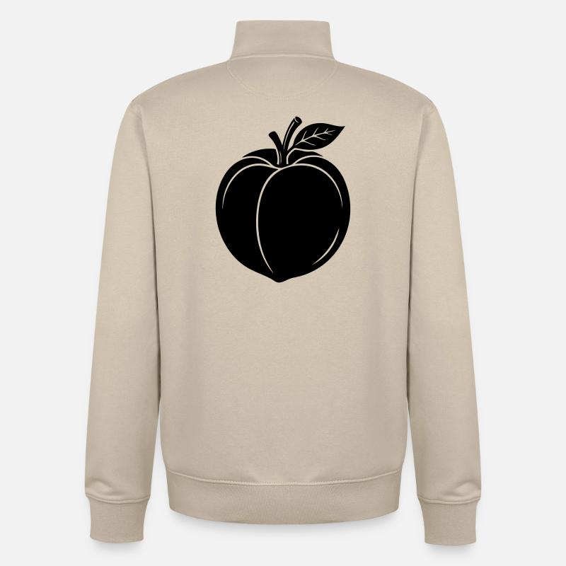 Silhouette du Fruit de la Pêche - Sweat zippé unisexe en coton bio Stanley/Stella - beige crème