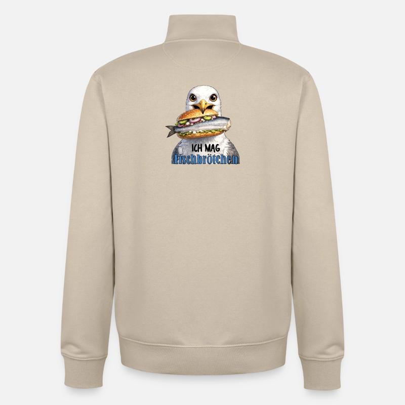 Fischbrötchen Möwe Humor - Unisex Organic Zip Sweatshirt von Stanley/Stella - Cremebeige