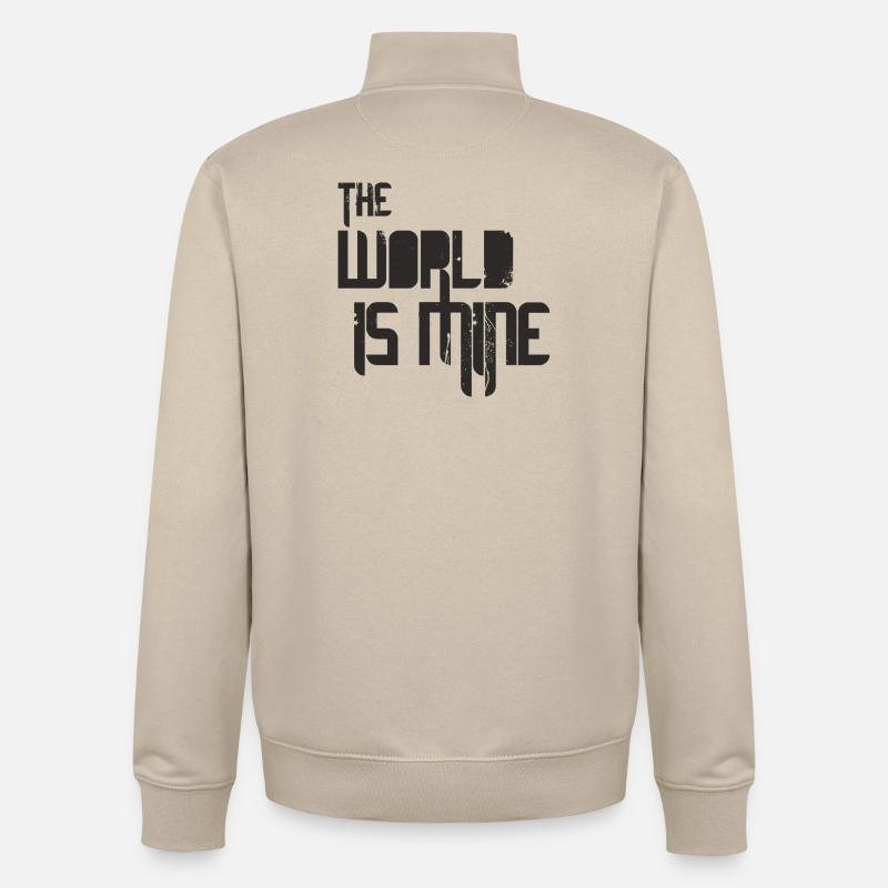 Le monde est à moi - noir - Sweat zippé unisexe en coton bio Stanley/Stella - beige crème