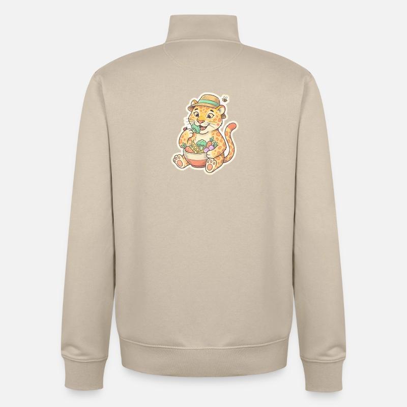 Kit léopard avec panier de légumes - Sweat zippé unisexe en coton bio Stanley/Stella - beige crème