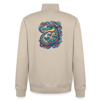 Farbenfrohes Krokodil Sommer Wasser Sonnenbrille - Unisex Organic Zip Sweatshirt von Stanley/Stella - Cremebeige - Hinten - AI Model Male 185 dark (185cm)