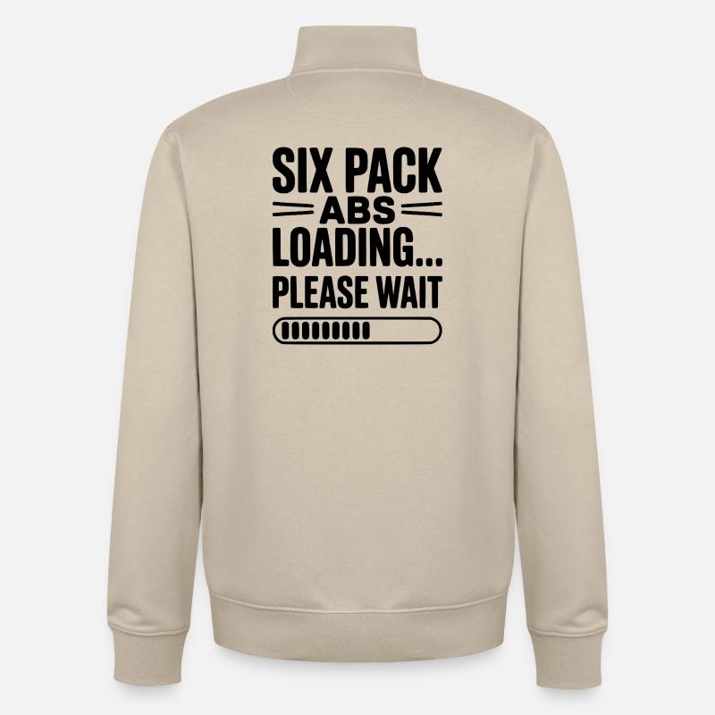 Sixpack Abs lädt... Bitte warten Sie - Unisex Organic Zip Sweatshirt von Stanley/Stella - Cremebeige
