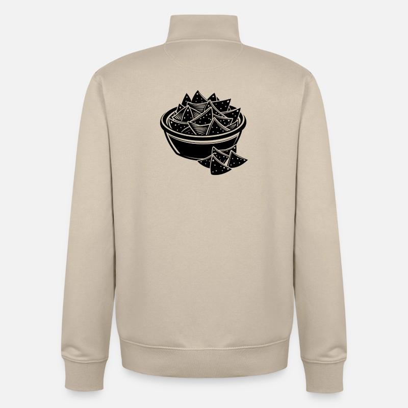 Chips et nachos à sauce - Sweat zippé unisexe en coton bio Stanley/Stella - beige crème