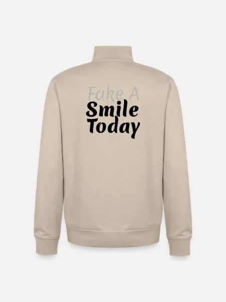 Fake A Smile Today - Unisex Organic Zip Sweatshirt by Stanley/Stella - desert dust