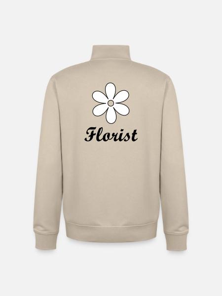 Artisan fleuriste logo floral épuré - Sweat zippé unisexe en coton bio Stanley/Stella - beige crème