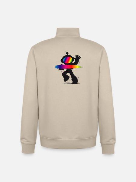 Robot Silhouette Rainbow Splash Design - Felpa unisex con zip in cotone biologico di Stanley/Stella - crema