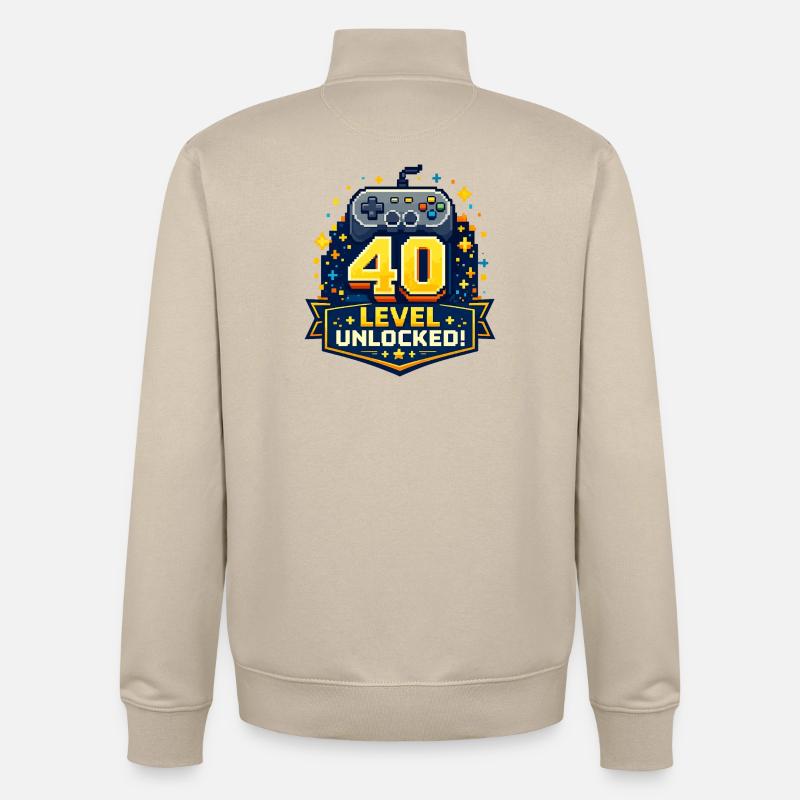 40 Level Freigeschaltet Retro Controller - Unisex Organic Zip Sweatshirt von Stanley/Stella - Cremebeige