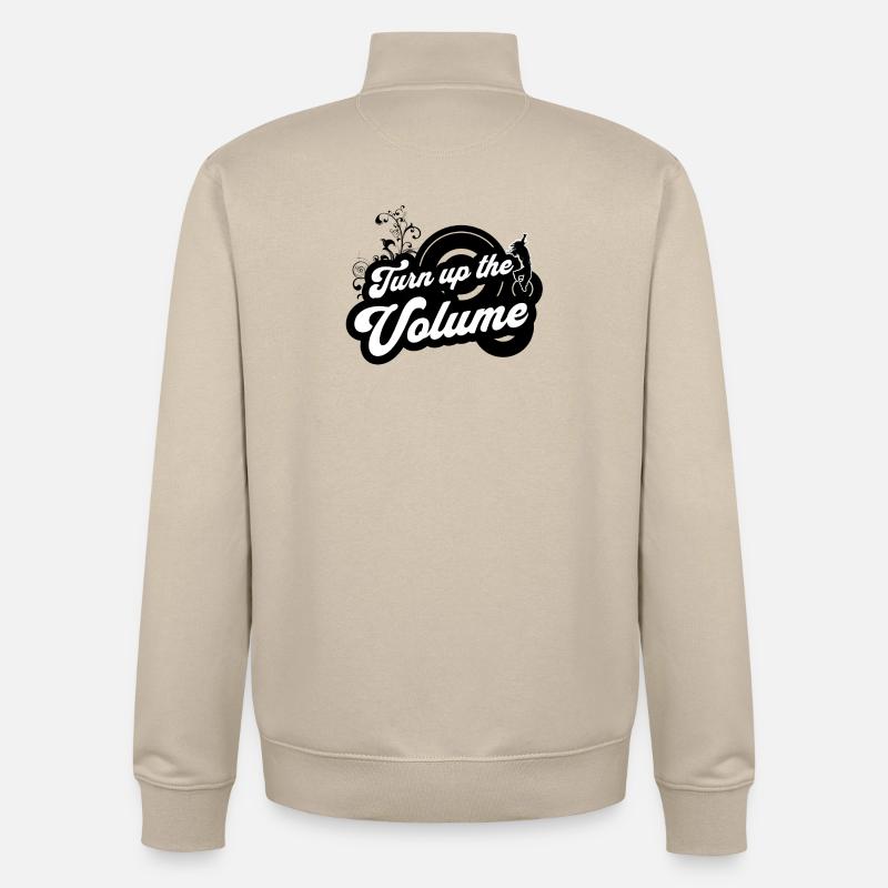 Monter le Volume — Script rétro noir - Sweat zippé unisexe en coton bio Stanley/Stella - beige crème