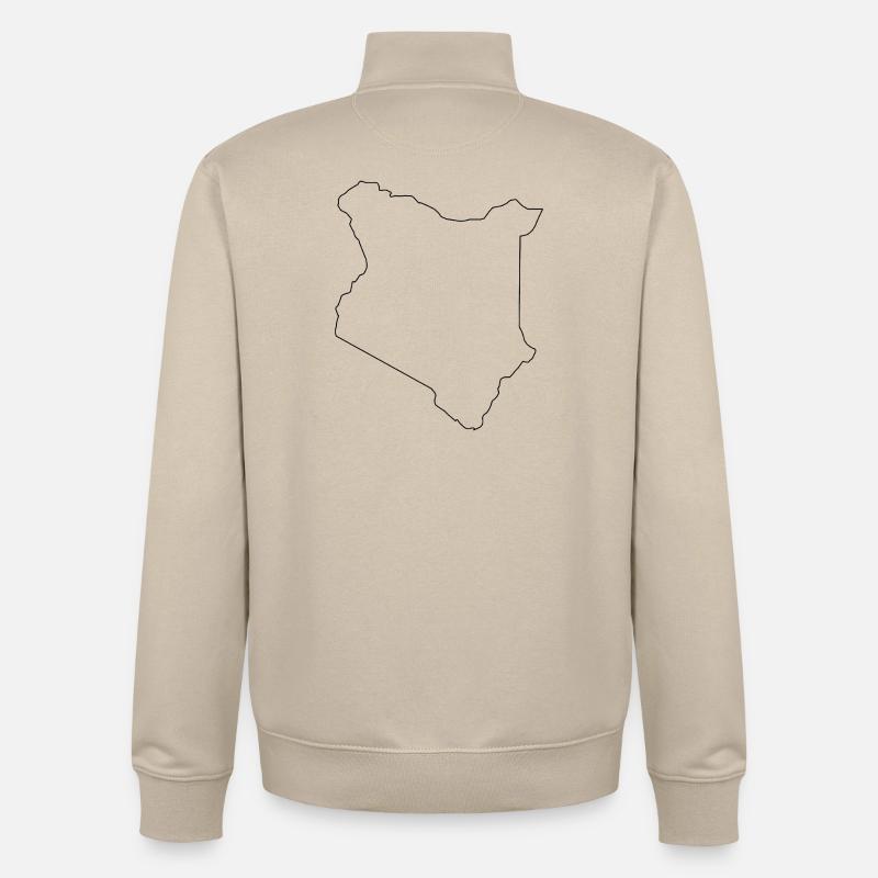 Plan de la carte du Kenya - Sweat zippé unisexe en coton bio Stanley/Stella - beige crème