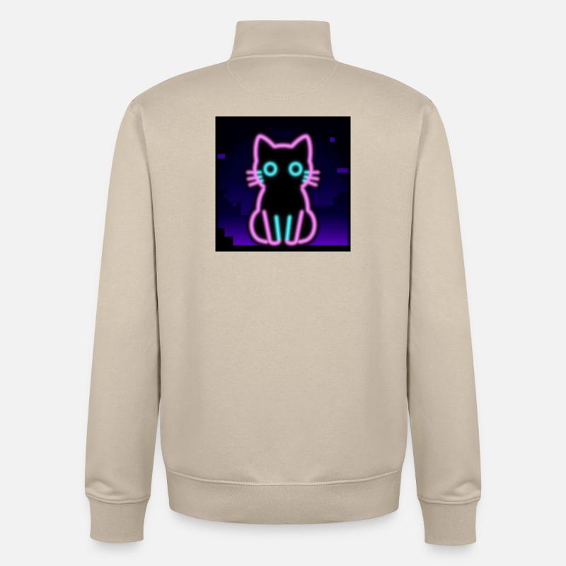 Neon Cat – Pixel Vibes pour les joueurs et les passionnés - Sweat zippé unisexe en coton bio Stanley/Stella - beige crème