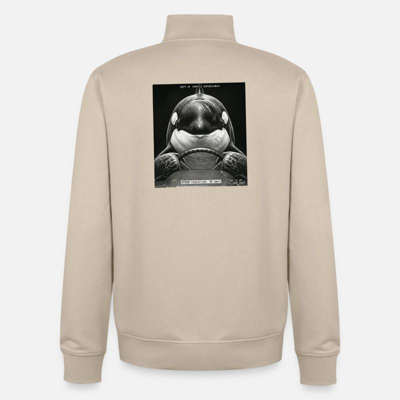 Fish Flashed - Sweat zippé unisexe en coton bio Stanley/Stella - beige crème