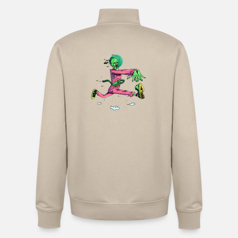 Zombie Runner néon pop - Sweat zippé unisexe en coton bio Stanley/Stella - beige crème