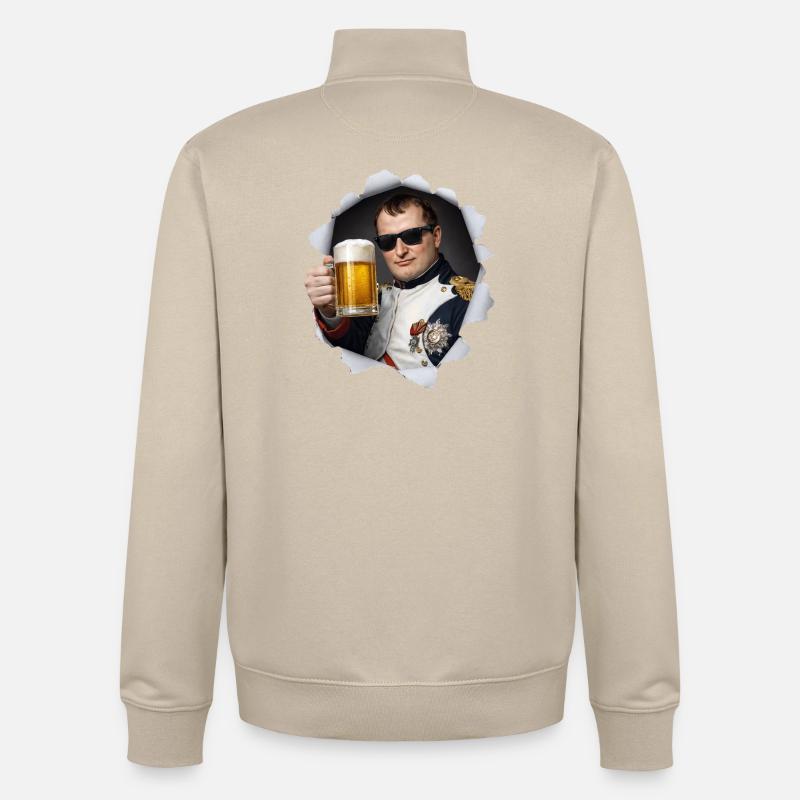 Napoléon tient une bière - Sweat zippé unisexe en coton bio Stanley/Stella - beige crème