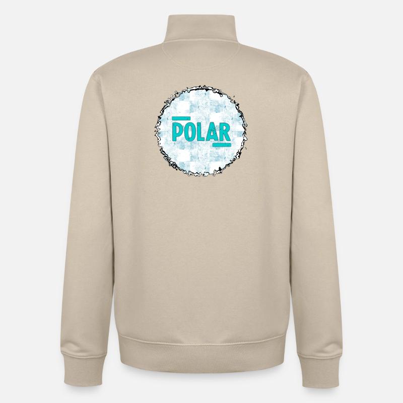 Polar Eisblau Logo Muster - Sweat zippé unisexe en coton bio Stanley/Stella - beige crème