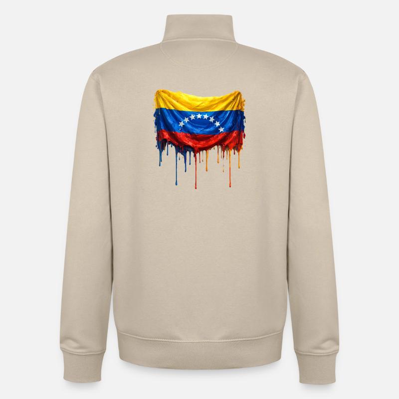 Largage du drapeau du Venezuela - Sweat zippé unisexe en coton bio Stanley/Stella - beige crème