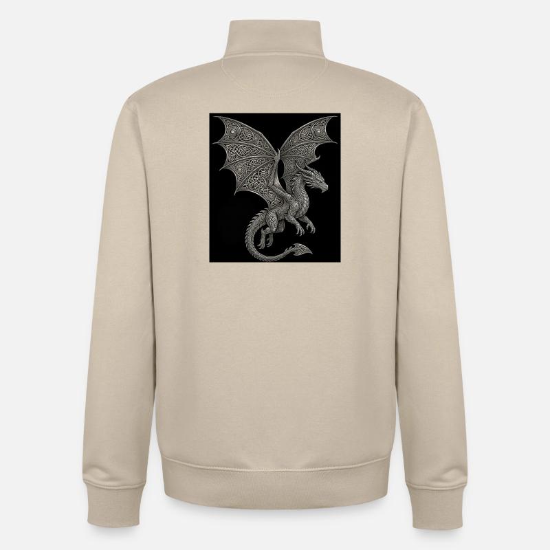 Dragon Fantasy Celtic Knot Pattern Design - Unisex Organic Zip Sweatshirt by Stanley/Stella - desert dust