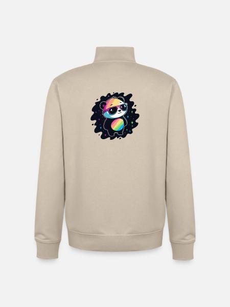Panda Rainbow Galaxy Cool Glasses - Unisex Organic Zip Sweatshirt by Stanley/Stella - desert dust
