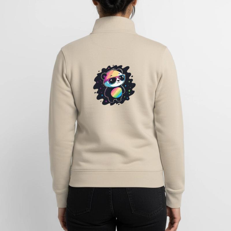 Panda Rainbow Galaxy Cool Glasses Unisex Organic Zip Sweatshirt by Stanley/Stella